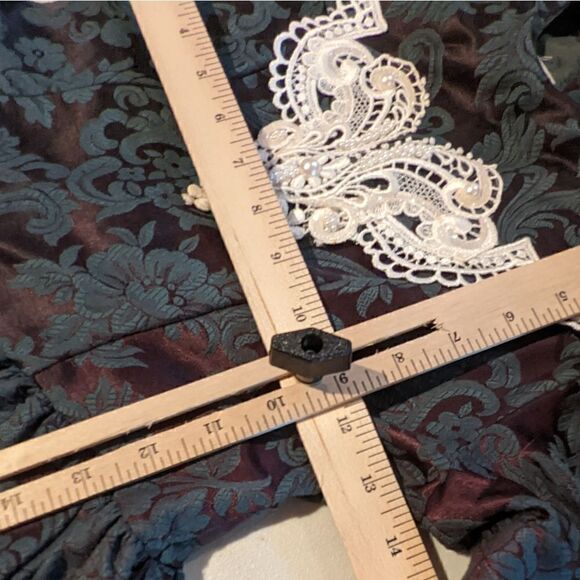 Jessica McClintock vintage dress deep green brocade and lace size 8 - Picture 8 of 11